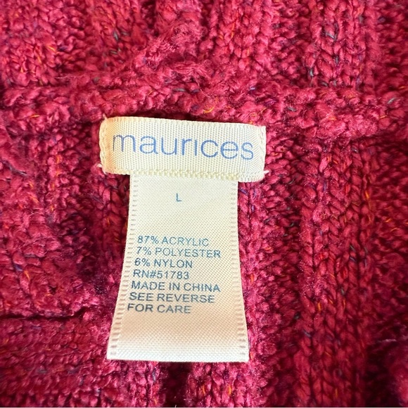 Maurices Ribbed V-Neck Hooded Sweater - Deep Pink - Picture 9 of 10